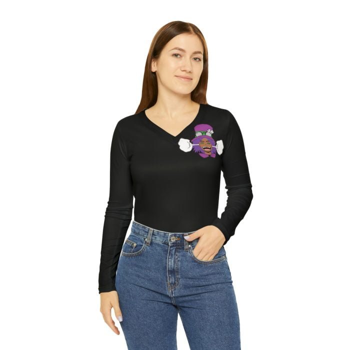 Women's Long Sleeve V-neck Shirt - Image 4